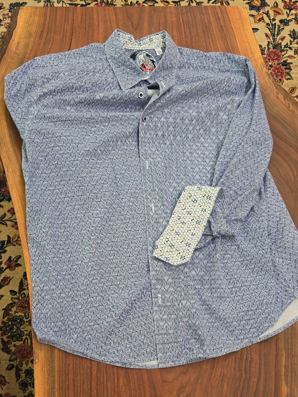 Robert Graham Light Blue Micro-Print Dress Shirt